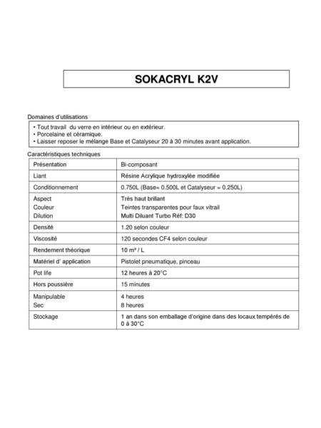 SOKACRYL K2V Fiche Technique