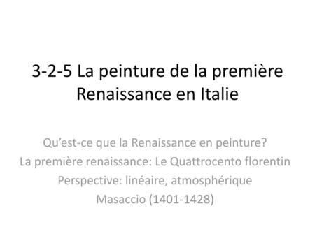 3-2-5 La peinture de la première Renaissance en Italie