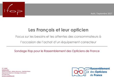 Sondage Ifop pour le Rassemblement des Opticiens de France