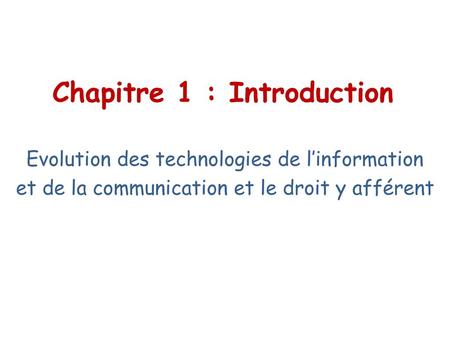 Chapitre 1 : Introduction