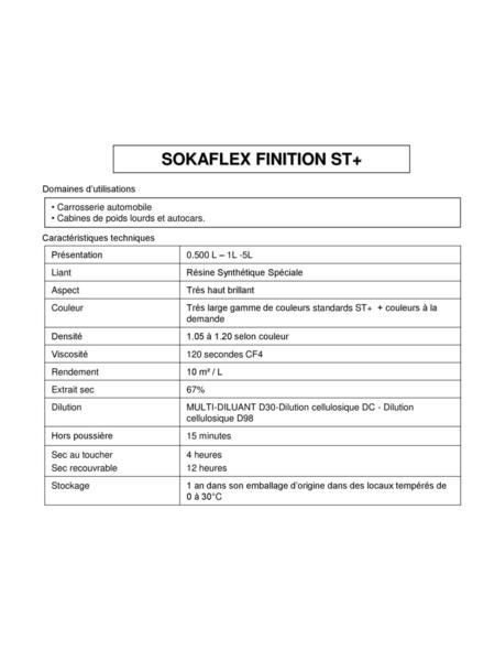 SOKAFLEX FINITION ST+ Fiche Technique Domaines d’utilisations