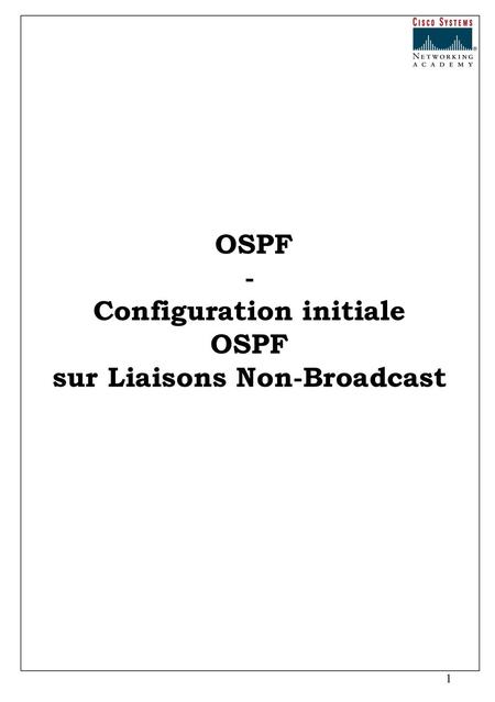 OSPF - Configuration initiale sur Liaisons Non-Broadcast