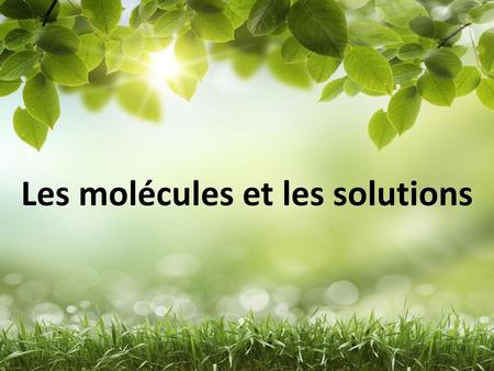 Les molécules et les solutions