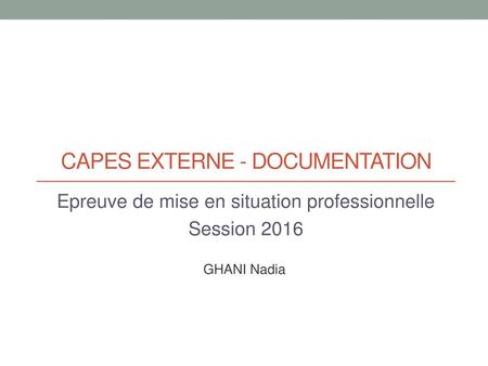 Capes externe - documentation