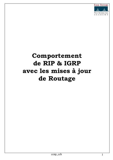 Comportement de RIP & IGRP avec les mises à jour de Routage
