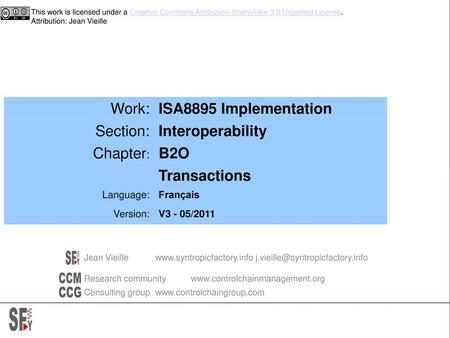 Work: ISA8895 Implementation Section: Interoperability Chapter: B2O