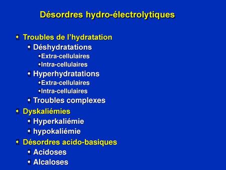 Désordres hydro-électrolytiques