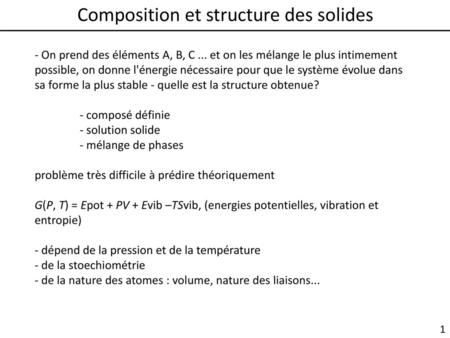 Composition et structure des solides