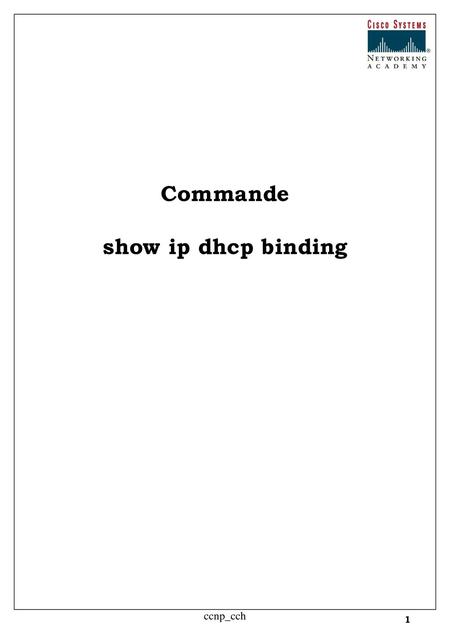 Commande show ip dhcp binding