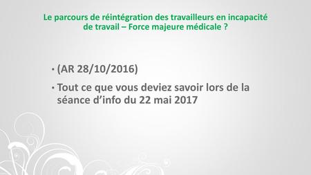 Tout ce que vous deviez savoir lors de la séance d’info du 22 mai 2017