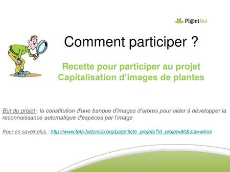 Recette pour participer au projet Capitalisation d’images de plantes