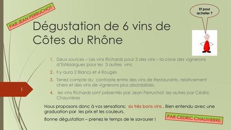 Dégustation de 6 vins de Côtes du Rhône