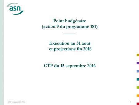 Point budgétaire (action 9 du programme 181) _____