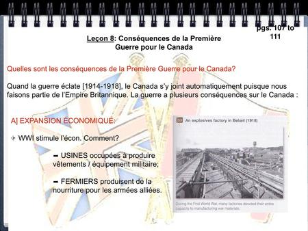 Leçon 8: Conséquences de la Première Guerre pour le Canada