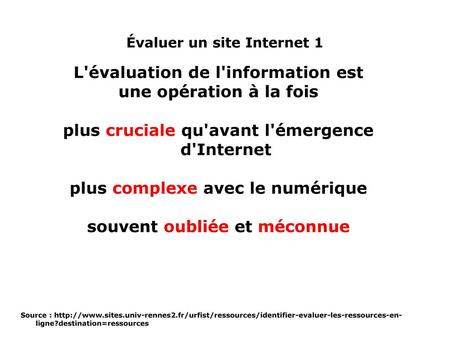 Évaluer un site Internet 1