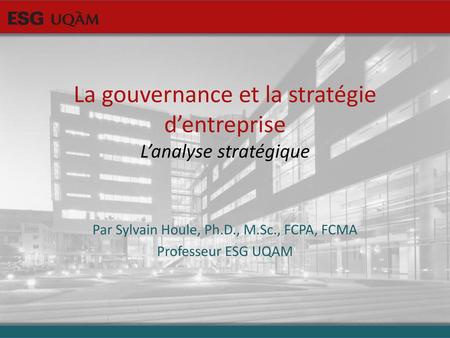 Par Sylvain Houle, Ph.D., M.Sc., FCPA, FCMA Professeur ESG UQAM