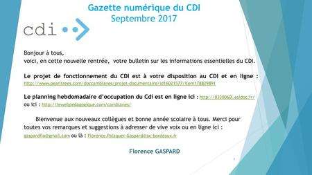 Gazette numérique du CDI