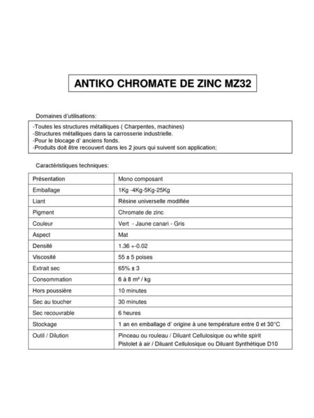 ANTIKO CHROMATE DE ZINC MZ32