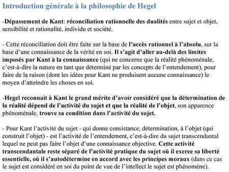 Introduction générale à la philosophie de Hegel