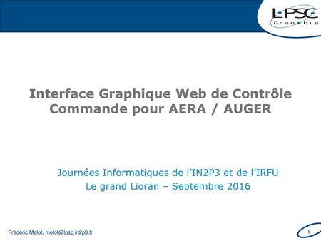 Interface Graphique Web de Contrôle Commande pour AERA / AUGER