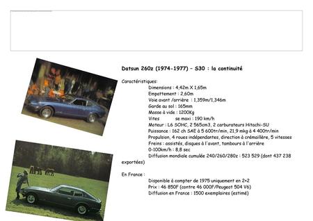 Datsun 260z ( ) – S30 : la continuité