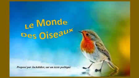Le Monde Des Oiseaux Proposé par Jackdidier, sur un texte poétique.