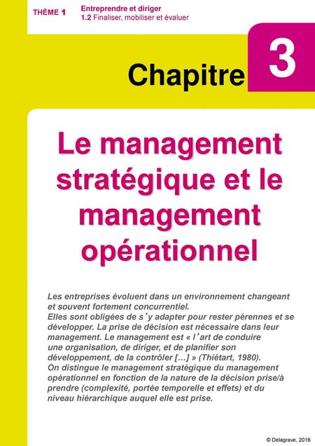 Le management stratégique et le management opérationnel