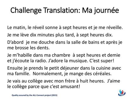 Challenge Translation: Ma journée