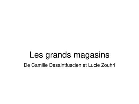 Les grands magasins De Camille Desaintfuscien et Lucie Zouhri