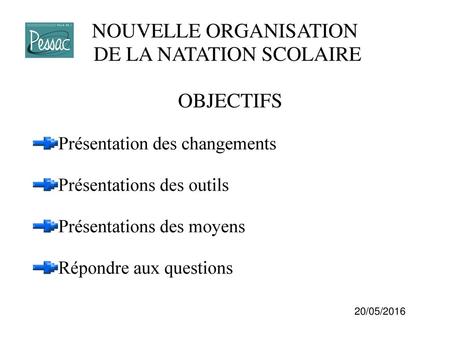 NOUVELLE ORGANISATION DE LA NATATION SCOLAIRE