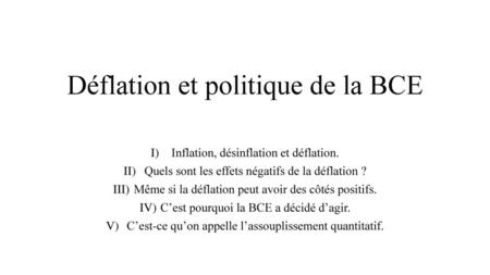 Déflation et politique de la BCE