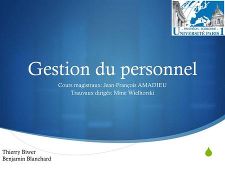 Gestion du personnel Cours magistraux: Jean-François AMADIEU