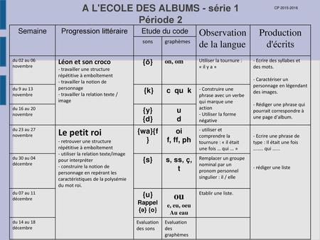 A L'ECOLE DES ALBUMS - série 1 Période 2