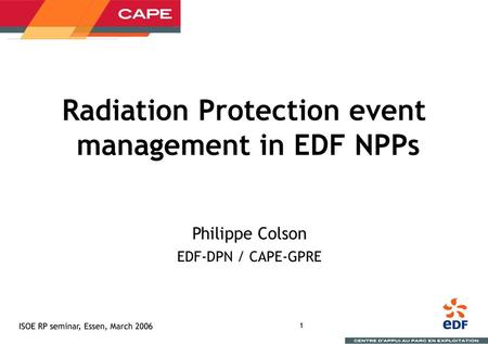 Radiation Protection event management in EDF NPPs