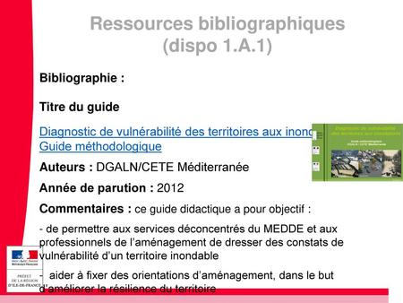 Ressources bibliographiques (dispo 1.A.1)