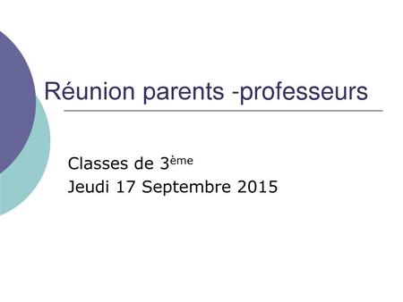 Réunion parents -professeurs