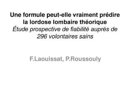 F.Laouissat, P.Roussouly