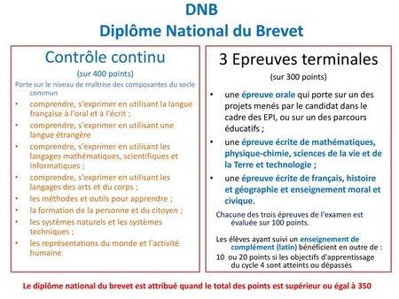 DNB Diplôme National du Brevet