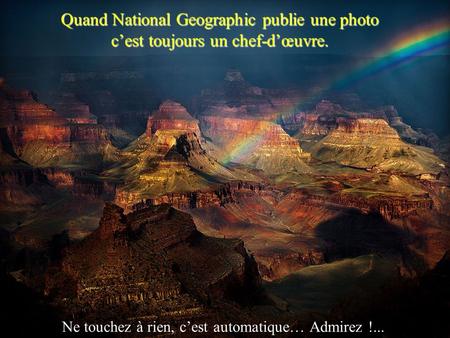 Quand National Geographic publie une photo c’est toujours un chef-d’œuvre. Ne touchez à rien, c’est automatique… Admirez !...