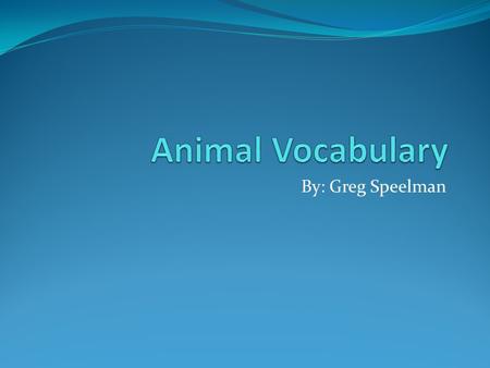 Animal Vocabulary By: Greg Speelman.