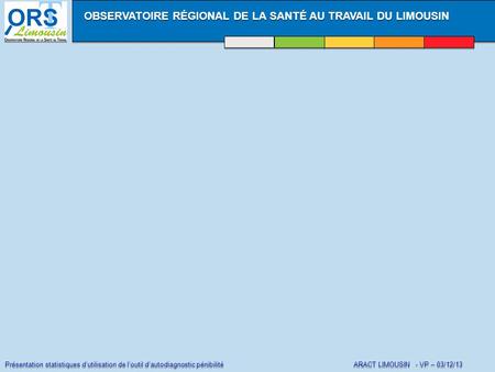Présentation statistiques d’utilisation de l’outil d’autodiagnostic pénibilité ARACT LIMOUSIN - VP – 03/12/13 OBSERVATOIRE RÉGIONAL DE LA SANTÉ AU TRAVAIL.