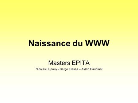 Masters EPITA Nicolas Dupouy - Serge Elessa – Aldric Gaudinot