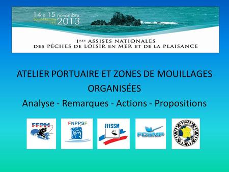   ATELIER PORTUAIRE ET ZONES DE MOUILLAGES ORGANISÉES Analyse - Remarques - Actions - Propositions.