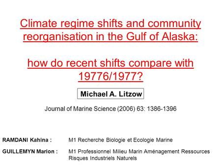 Journal of Marine Science (2006) 63: