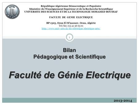 Faculté de Génie Electrique
