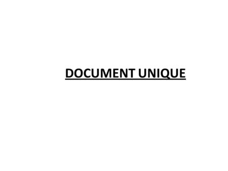 DOCUMENT UNIQUE.