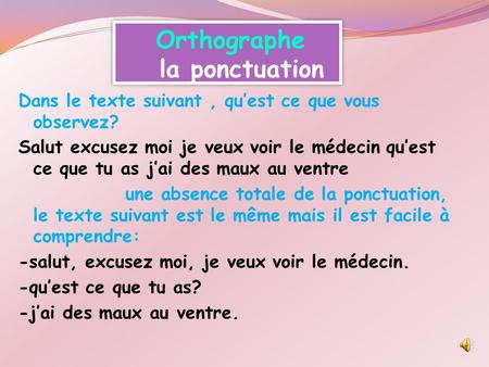 Orthographe la ponctuation