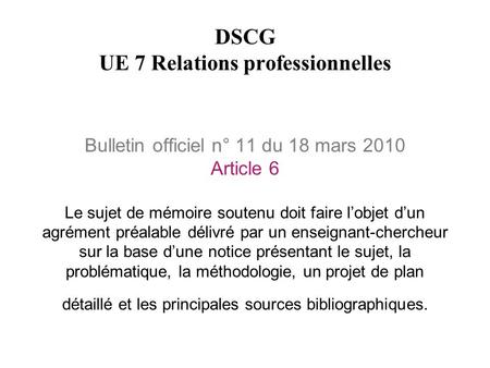 DSCG UE 7 Relations professionnelles