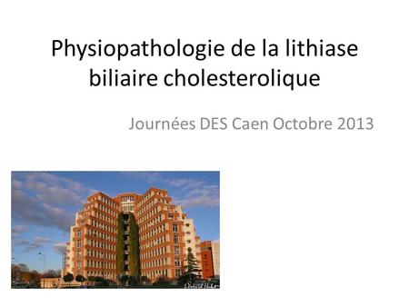 Physiopathologie de la lithiase biliaire cholesterolique