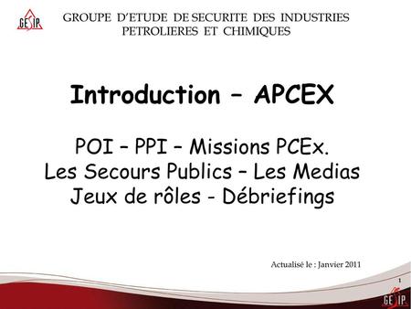 Introduction – APCEX POI – PPI – Missions PCEx.